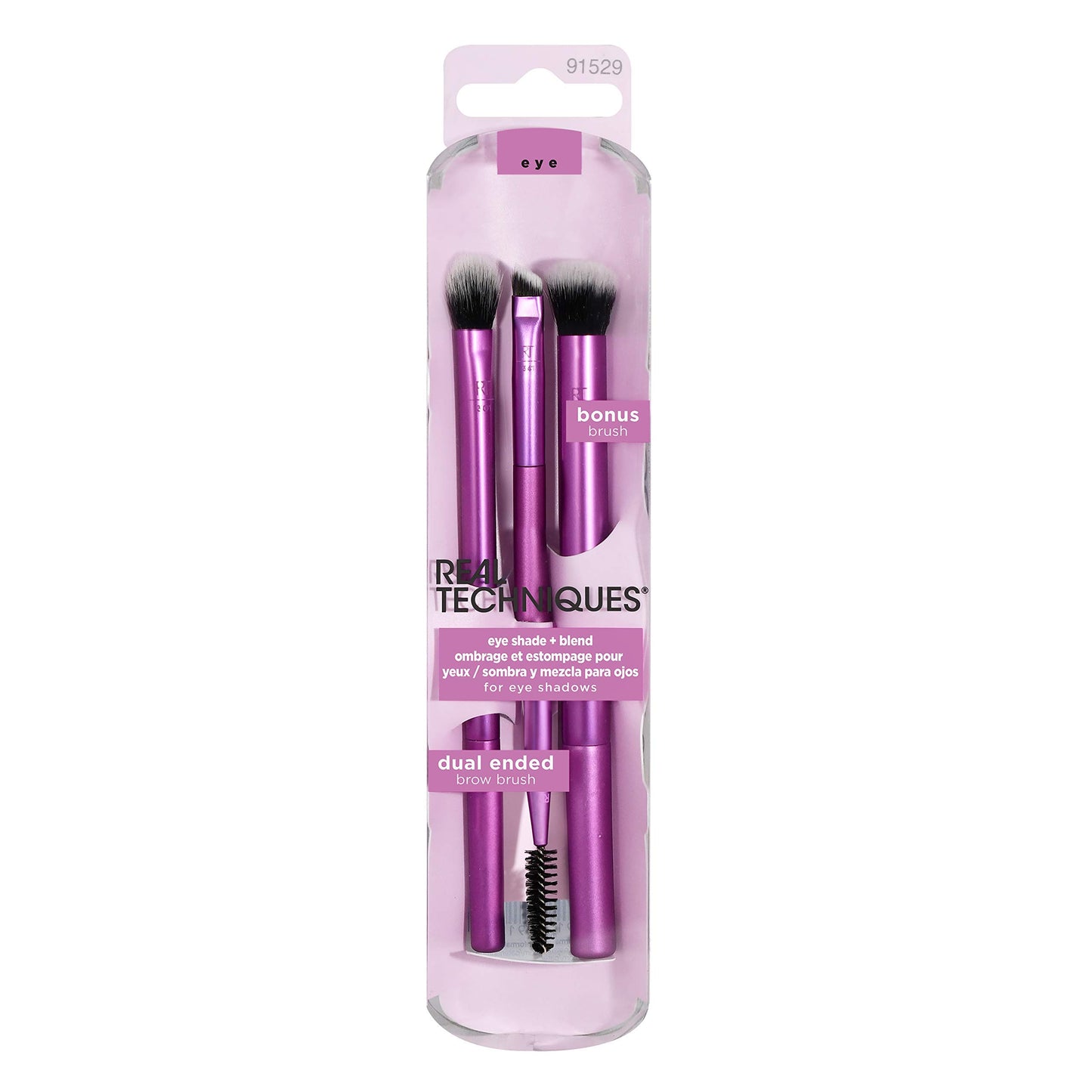Real Techniques, Everyday Essentials, Set de Brochas de Maquillaje con Esponja Multifuncional, Kit de Accesorios Esenciales +, Dúo de Brochas de Maquillaje para Ojos
