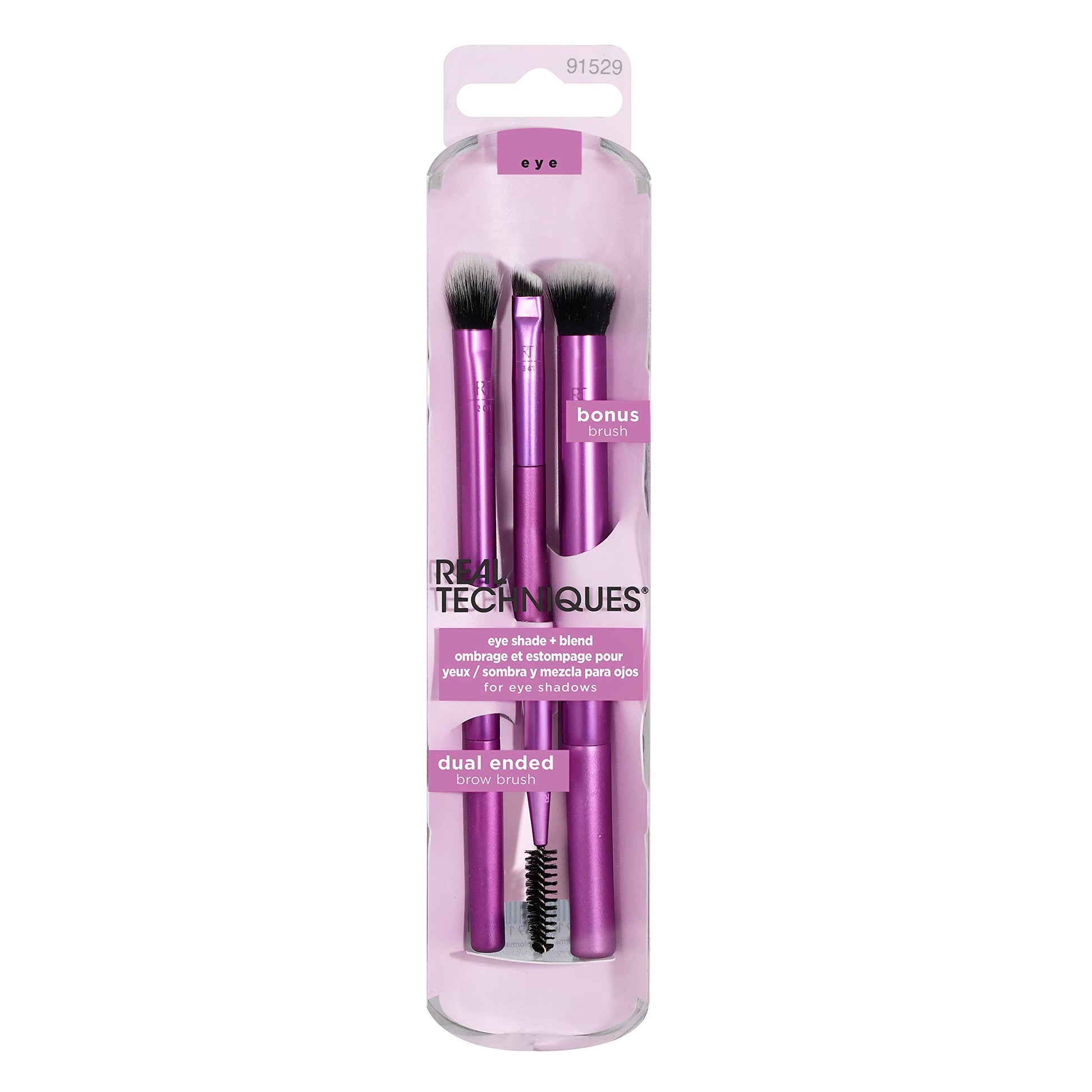 Real Techniques, Everyday Essentials, Set de Brochas de Maquillaje con Esponja Multifuncional, Kit de Accesorios Esenciales +, Dúo de Brochas de Maquillaje para Ojos