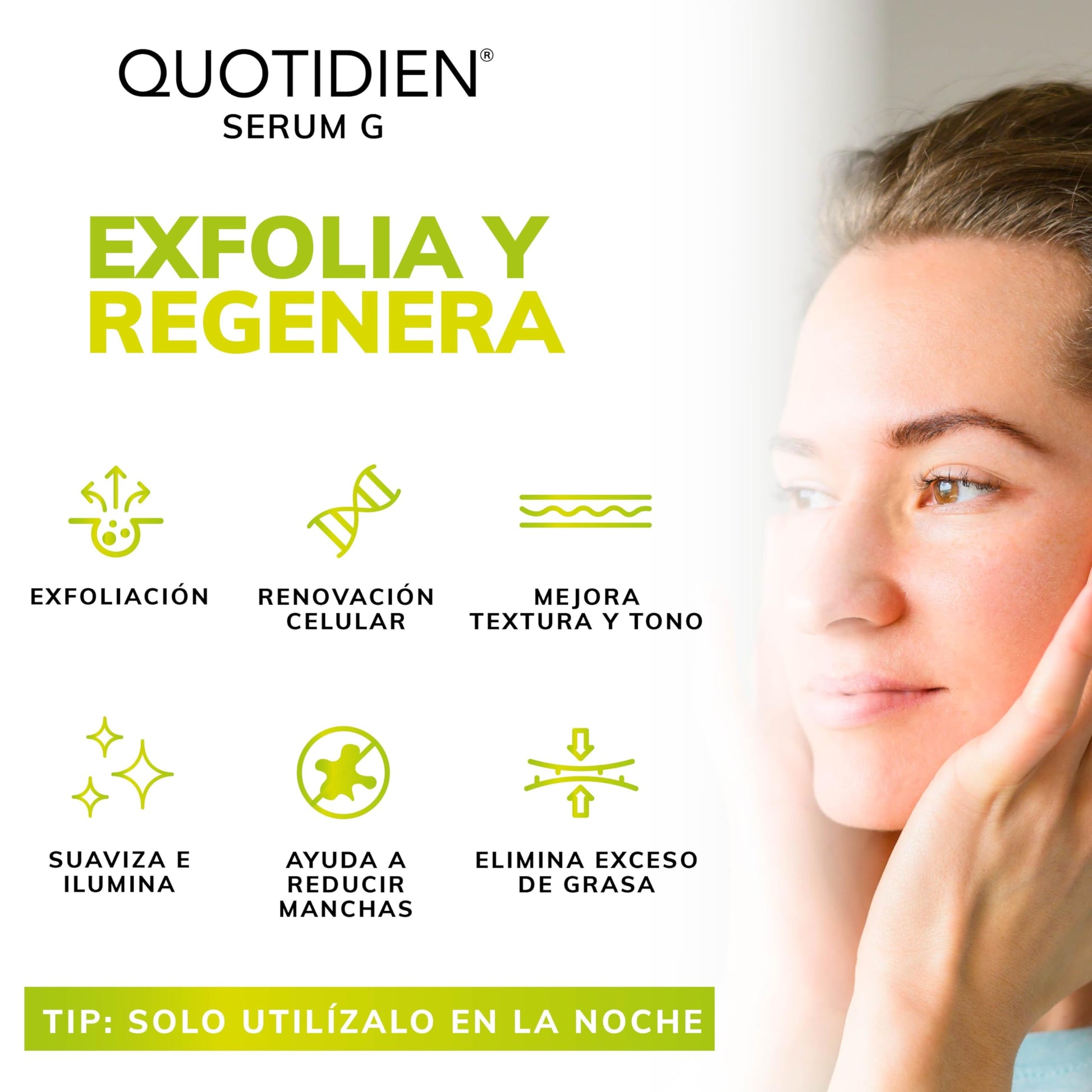 Serum Quotidien Acido Glicolico Aloe Vera Glicerina Exfoliación Efectiva Todo Tipo de Piel