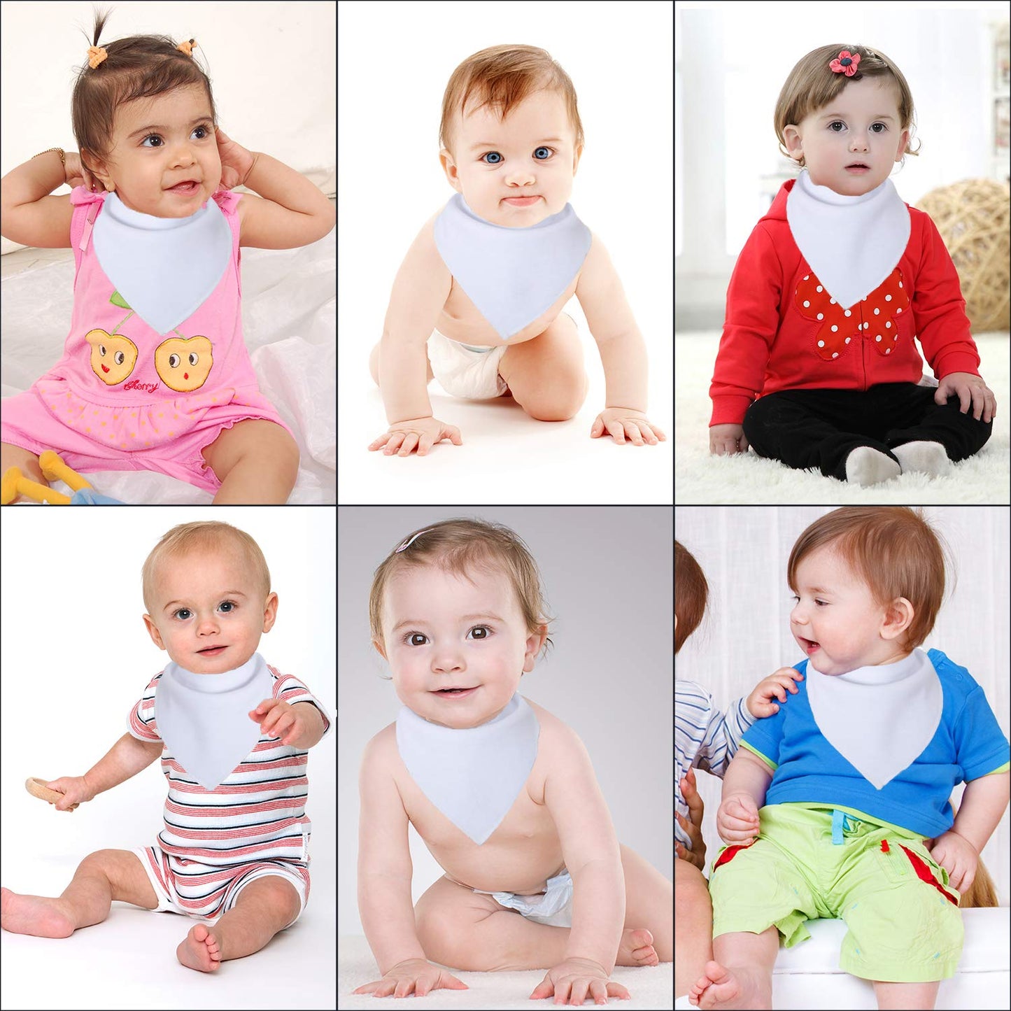 Maiwa Baberos de algodón blanco bandana para bebé niña niños para babeo y dentición para 8 unidades