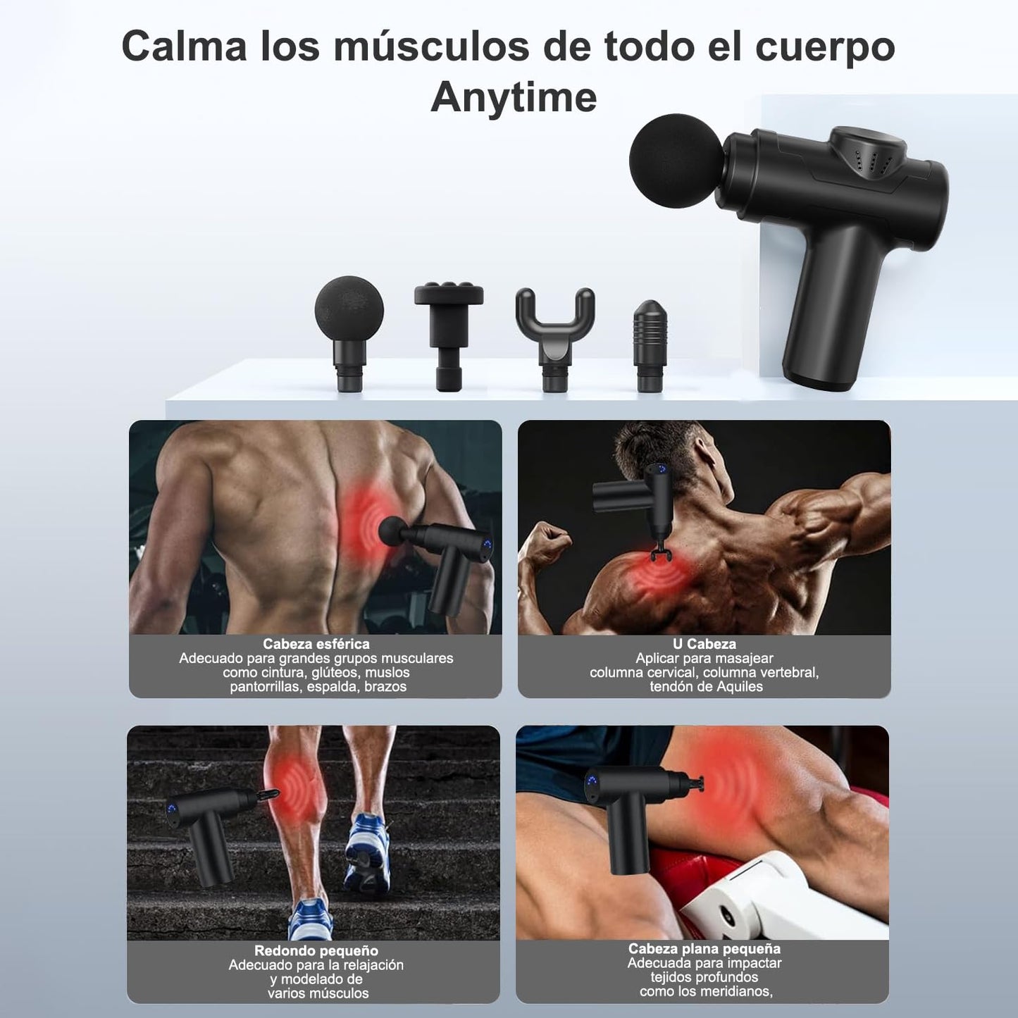 RUBOQE Pistola de Masaje Muscular, Masajeador de Espalda Portátil, Mini Masajeador Electrico de Mano,Masaje de Tejido Profundo Ajustable,Massage Gun de Percusión Fisioterapia para Relajar Los Músculos
