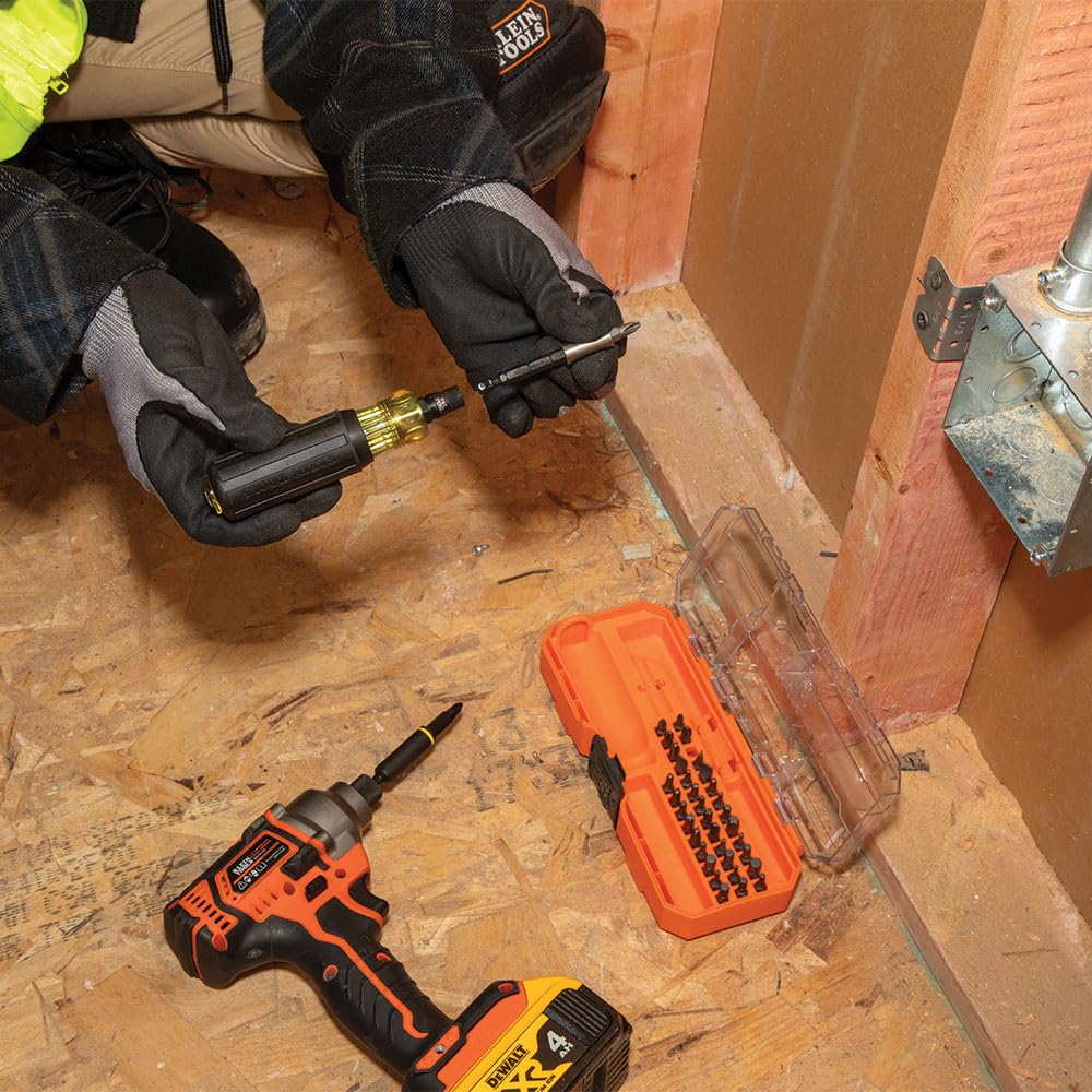 Klein Tools 32501HD KNECT - Juego de destornilladores multipuntas y tuercas con clasificación de impacto de 46 piezas con funda MODbox, 39 bits, 4 destornilladores de tuerca, soporte de brocas, mango