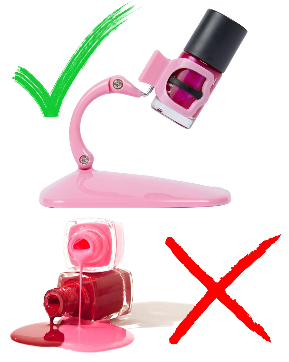 Soporte para botella de esmalte de uñas, soporte inclinado antiderrames para pintura de uñas, herramienta de arte de uñas de agarre y punta, accesorio de esmalte de uñas rosa para manicura y pedicura