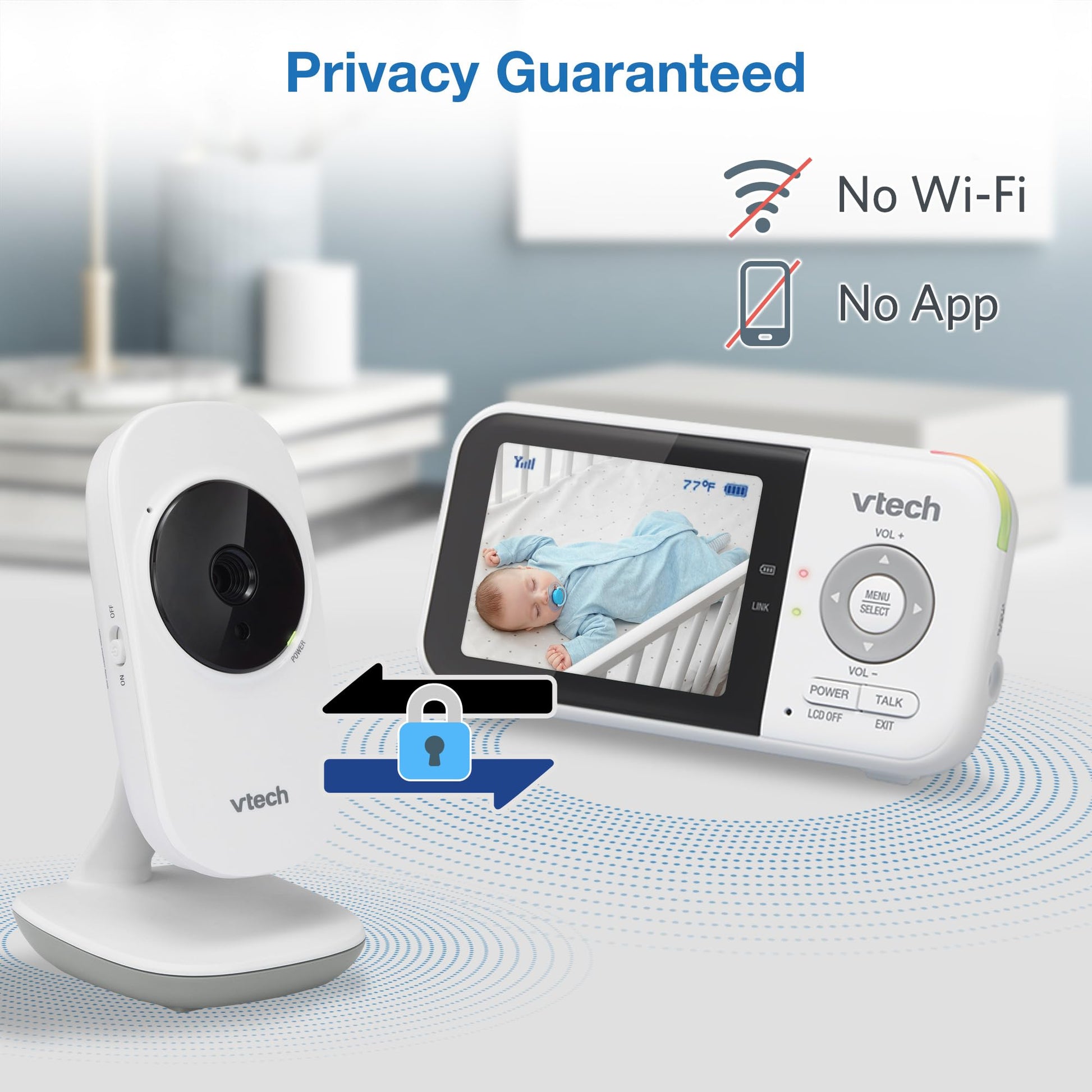 Monitor de Bebé VTech VM819-2 Blanco con 2 Cámaras y Visión Nocturna