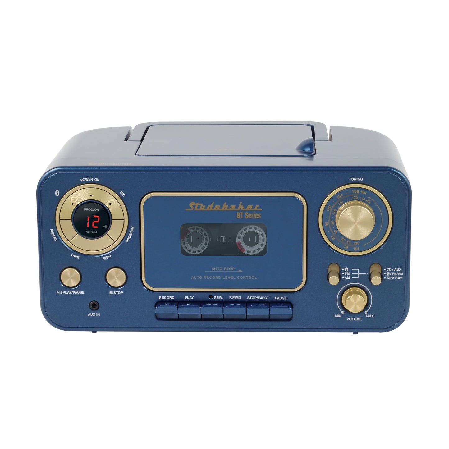 Reproductor de CD Estéreo Portátil Studebaker Azul con Bluetooth y Radio AM/FM