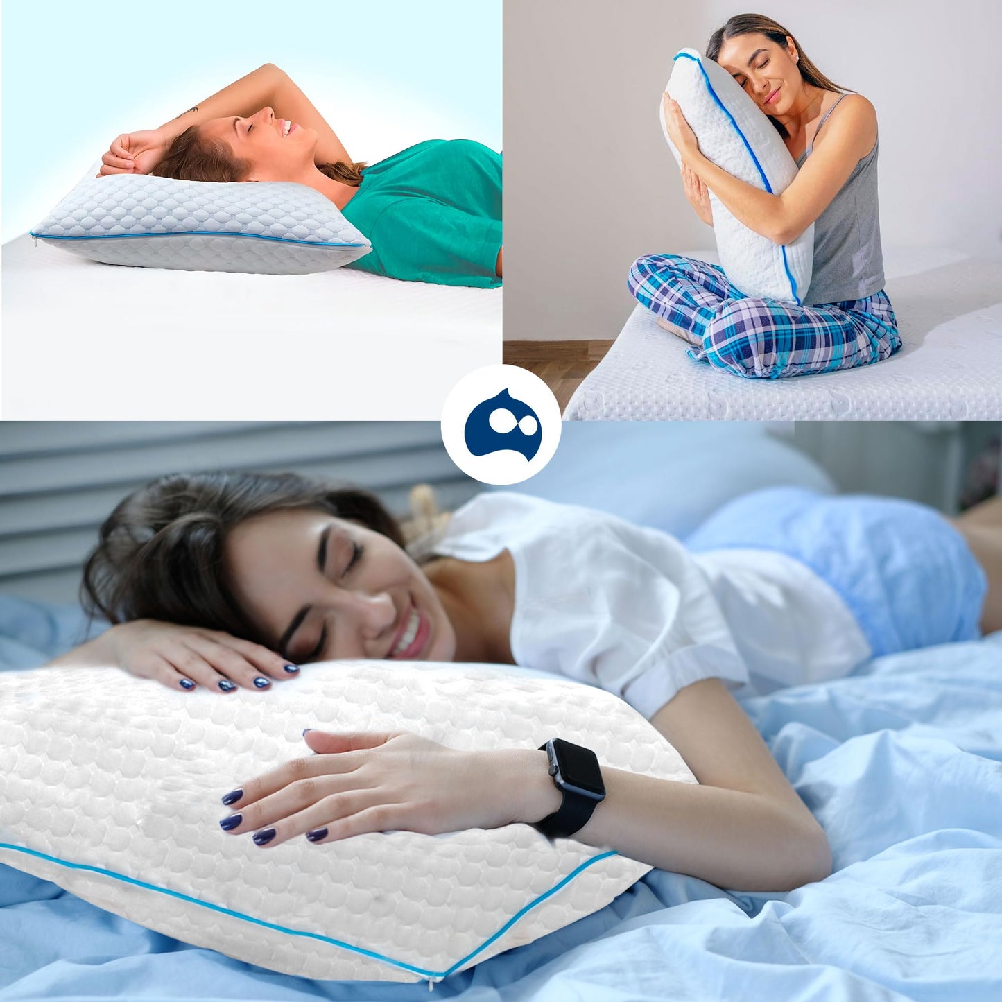 Bluelander Almohada Memory Foam, 100% Memory Foam, Suavidad, 64 * 45 Cm, Frescura, Moldeables, Comodidad Garantizada, Hipoalergénica y Antibacterial, Soporte, Funda Lavable (1)