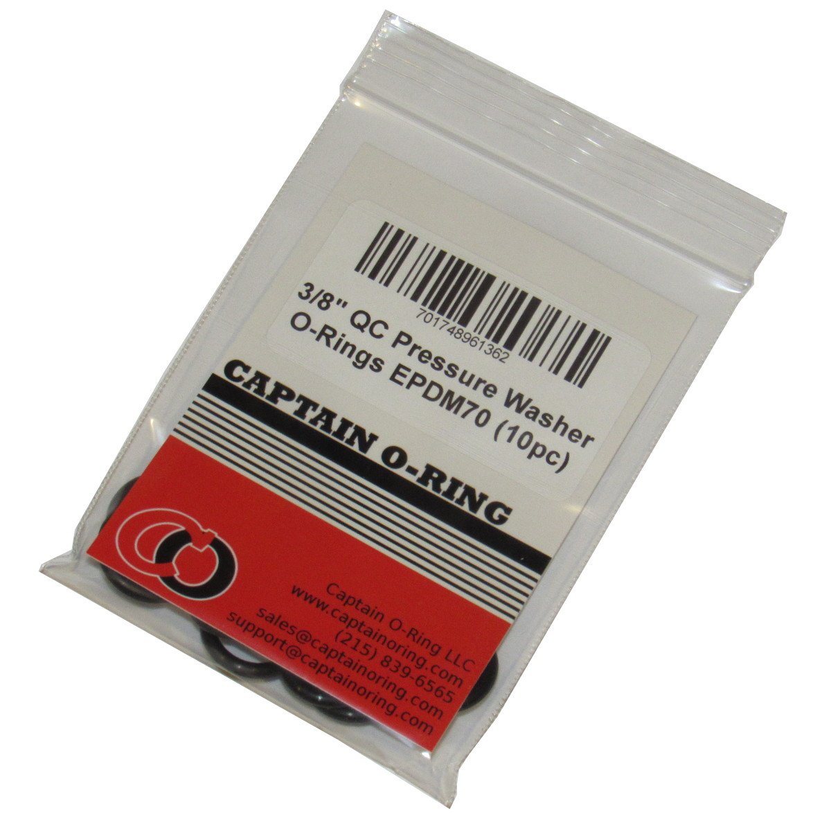 Captain O-Ring - Juntas tóricas para lavadora a presión de potencia para acoplador rápido de 3/8 pulgadas, EPDM (paquete de 10) [juntas tóricas de 1/2 pulgadas para adaptarse a accesorios de control