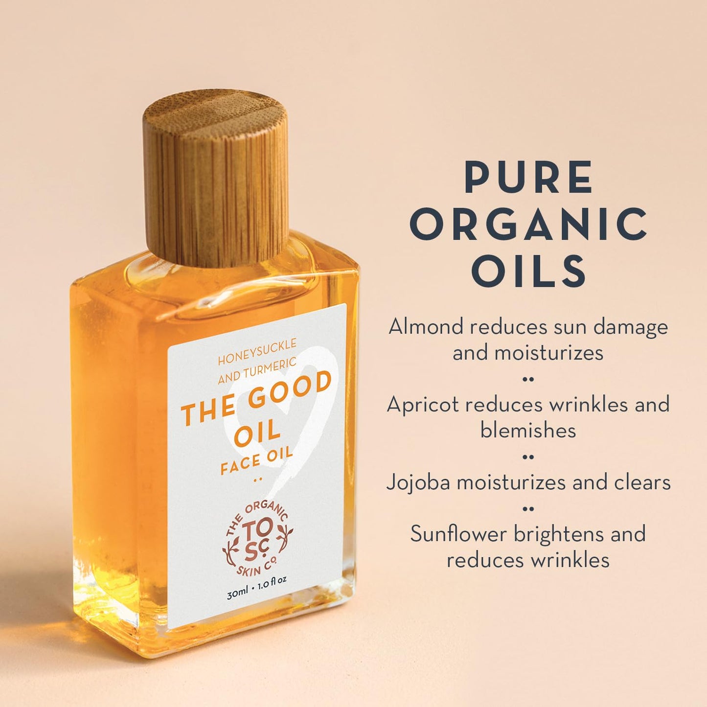 The Organic Skin Co. Nourishing Skin Glow Serum - Hydrating Face Oil with Rosemary & Turmeric, Vegan Gua Sha Organic Care (30mL)