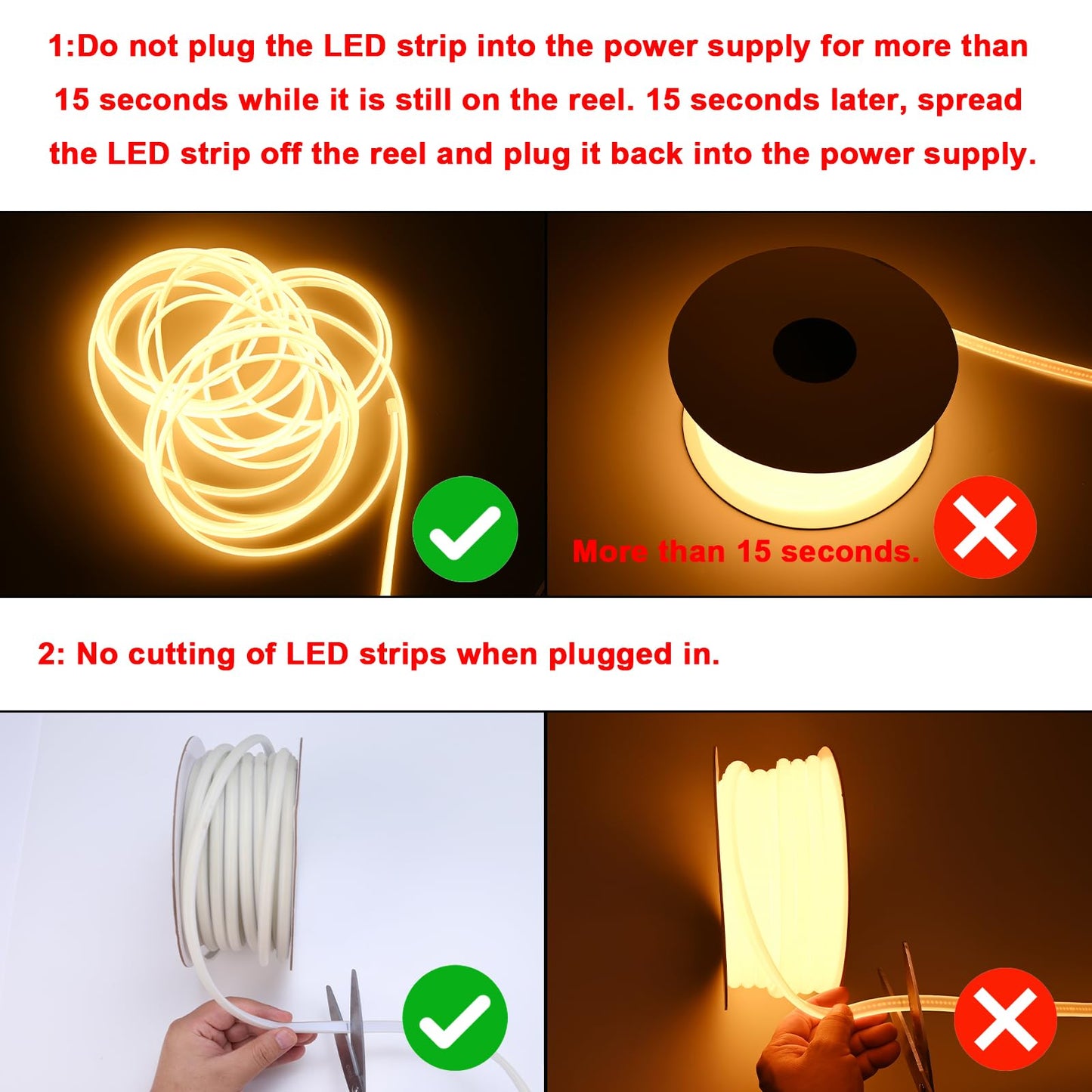 BENLUN Tira LED COB 110V 20 Metros, 2700K Blanco Cálido Luces de LED Exterior Impermeable, 10W/M CRI 90+ Flexible Luz LED sin Transformador para Habitacion Techo, Decoración, Patio