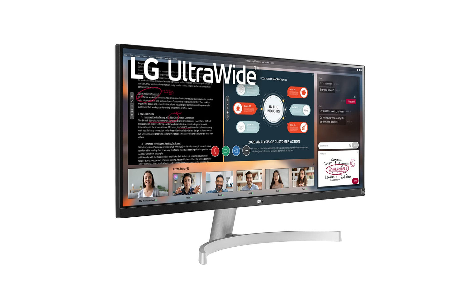 LG 29WN600-W Monitor de computadora Ultra Ancho de 29 Pulgadas, visualización IPS WFHD con HDR10 (Plateado)