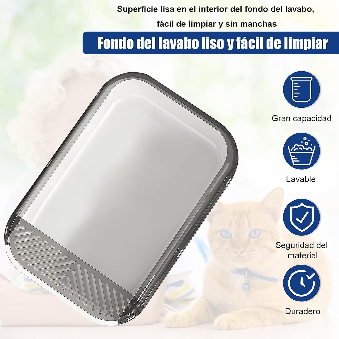 Caja de Arena para Gato, Bandeja Semicerrada para Gatos, Caja de Arena con Tapa Adecuado para Gatos Pequeños y Medianos (Blanco)