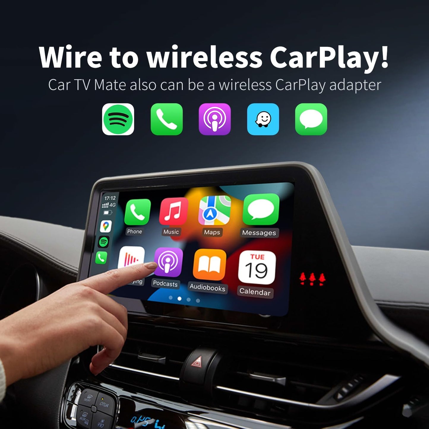 Adaptador CarPlay Inalámbrico OTTOCAST Negro Convertidor Fire TV Stick para Autos con CarPlay de Fábrica