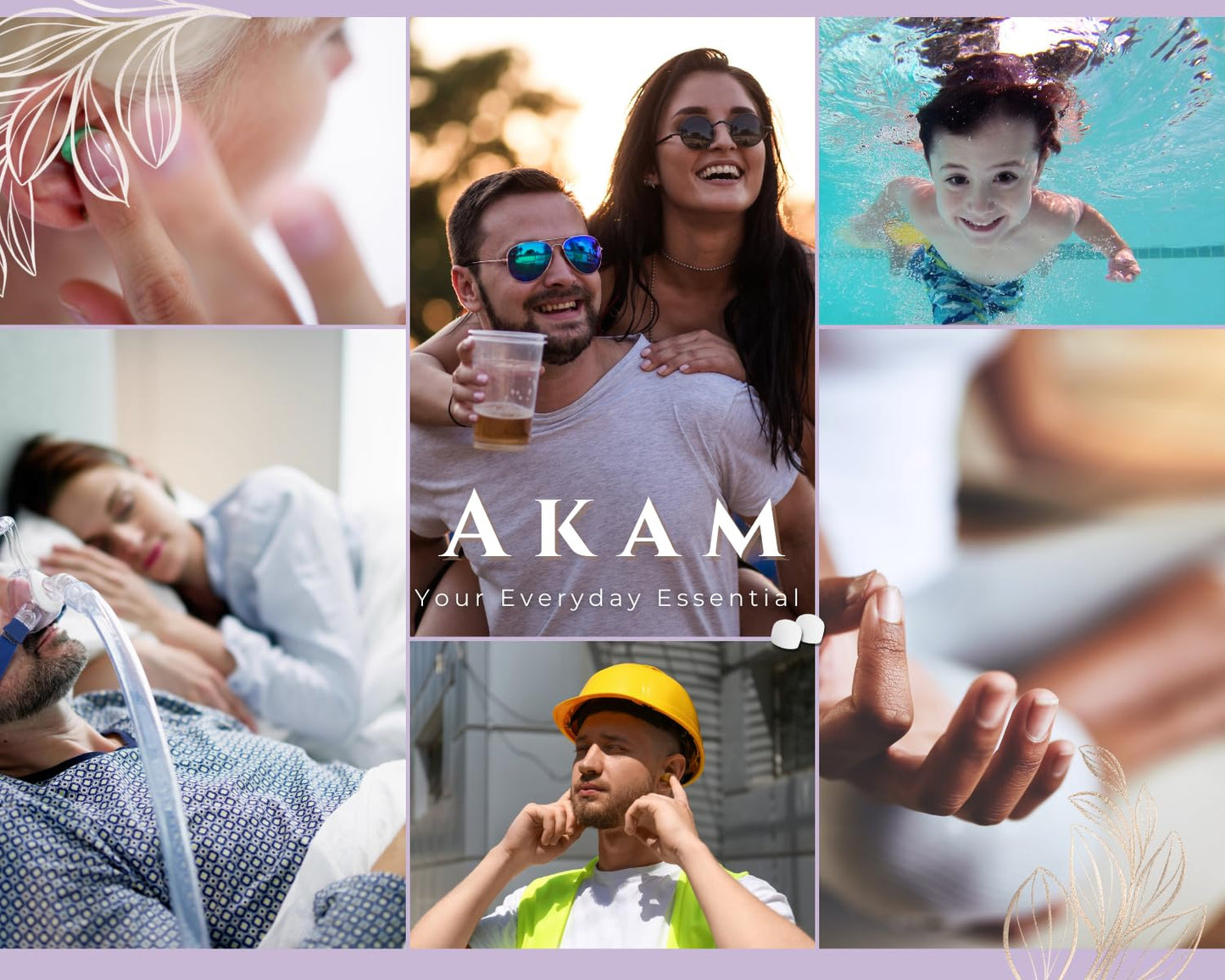 AKAM | 30 + 2 Tapones de Silicona Premium para Dormir, Nadar y Cancelación de Ruido ronquidos - Máximo Confort y Protección para los Oídos, Bloqueo de Sonido 27dB | Almohadillas de Cera Suave Color: Blanco | (Total: 32 tapones)