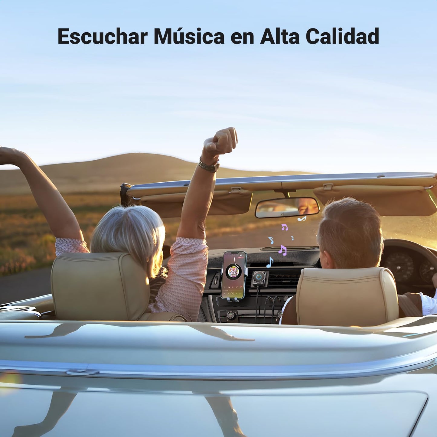 Adaptador Bluetooth UGREEN Negro Conexión Mejorada y Cancelación de Ruido para Auto