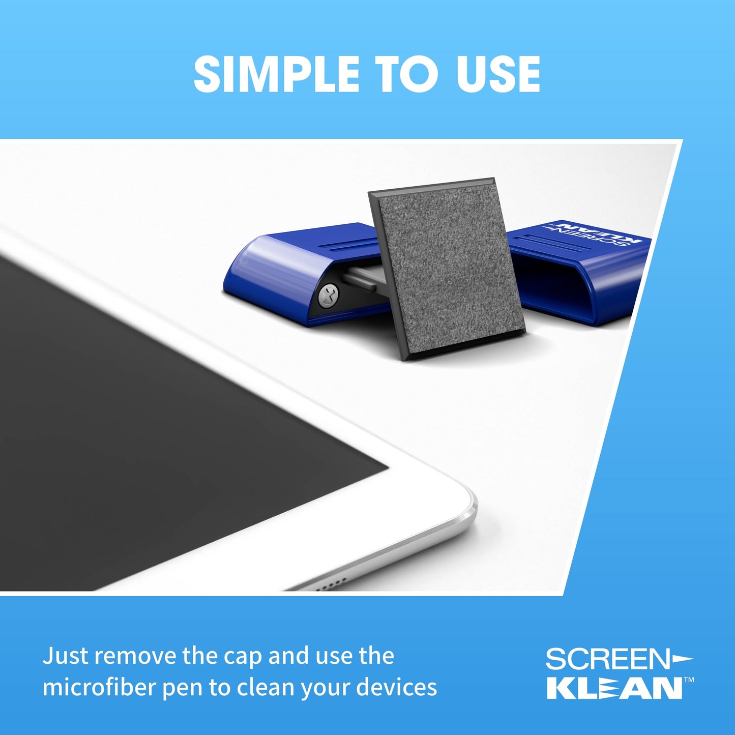 Carbon Klean ScreenKlean Tablet Screen Cleaner - Efficient and Durable Carbon Microfiber Technology Injected Blue