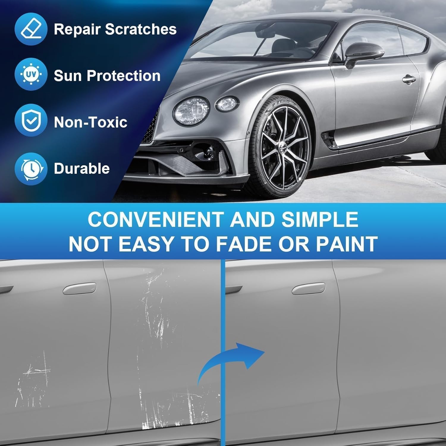 Car Scratch Remover Pen,POKYGO 3 PCS Bolígrafo Reparador, Pintura Retoque Automotriz, Restaurador de Pintura Automotriz, Lápiz de Pintura para Coche para Arañazos Menores,Cuidado del Coche (Plateado)