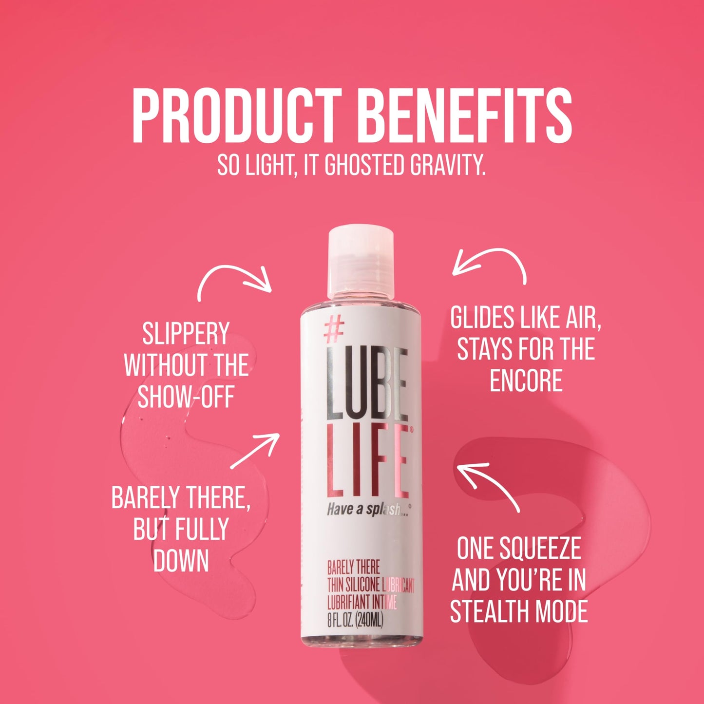Lube Life: Lubricante íntimo fino a base de silicona de larga duración, resistente al agua, sin parabenos y glicerina, para hombres, mujeres y parejas