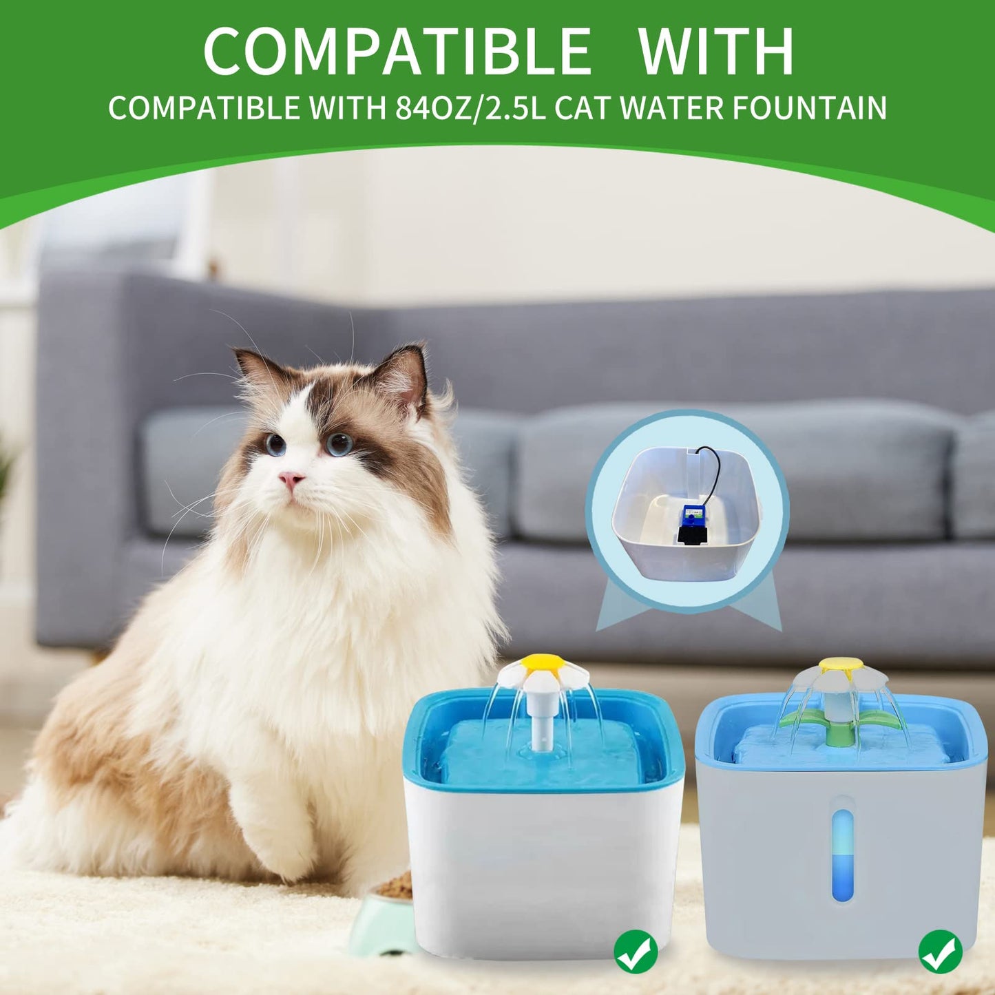 Esponjas de Repuesto para Fuente de Agua Automática para Gatos 84 Oz 2.5 L Paquete de 8