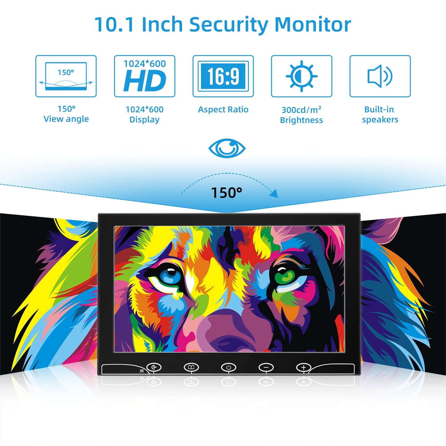 Monitor de Seguridad AISHICHEN 7 Pulgadas 1024x600 HDMI con Control Remoto y Altavoces Integrados para CCTV