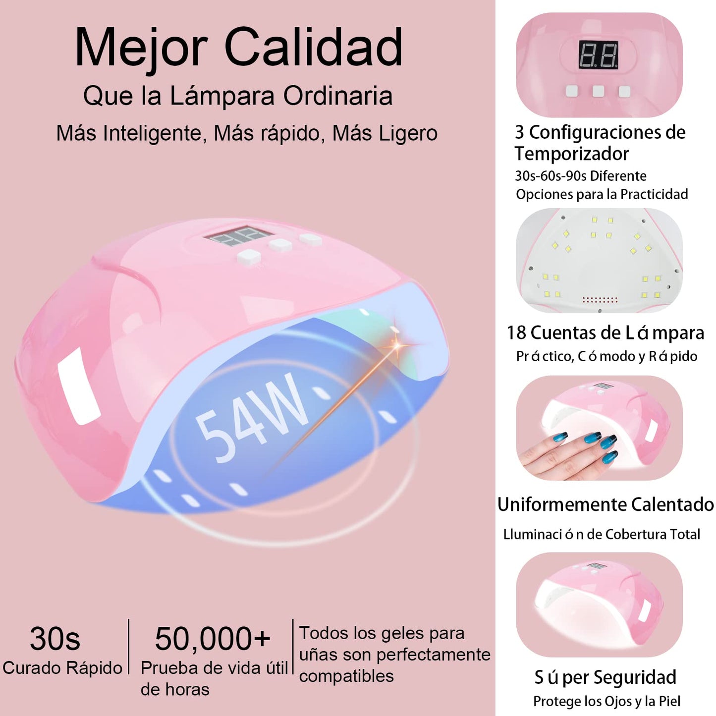 Kit de Uñas en Gel OranSee de 24 Piezas con Lámpara UV/LED de 54W