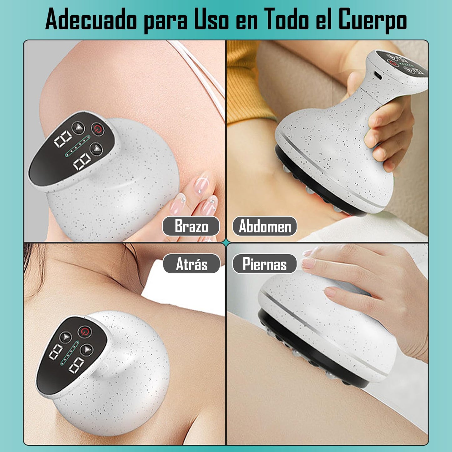 DFDAGDA Masajeador ventosas terapeuticas Eléctricas,Herramienta de Gua Sha Recargable 4 en 1,9 niveles de temperatura y potencia para eliminar celulitis Alivio del dolor de espalda Acupoint