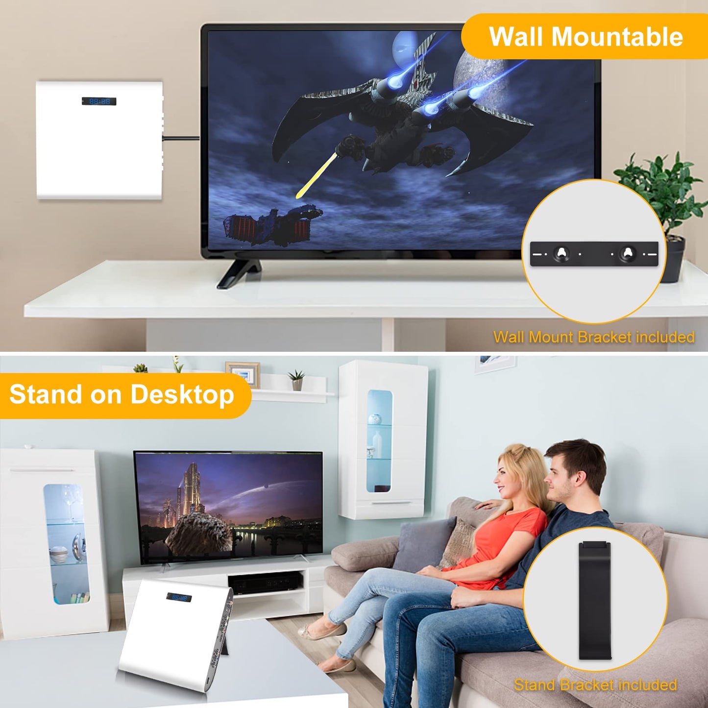 Famishow, reproductor de DVD gratuito para TV de todas las regiones con salida AV/HDMI y entrada USB, reproductor de DVD HD 1080P con cable HDMI, control remoto y cable AV, montaje en pared (blanco)