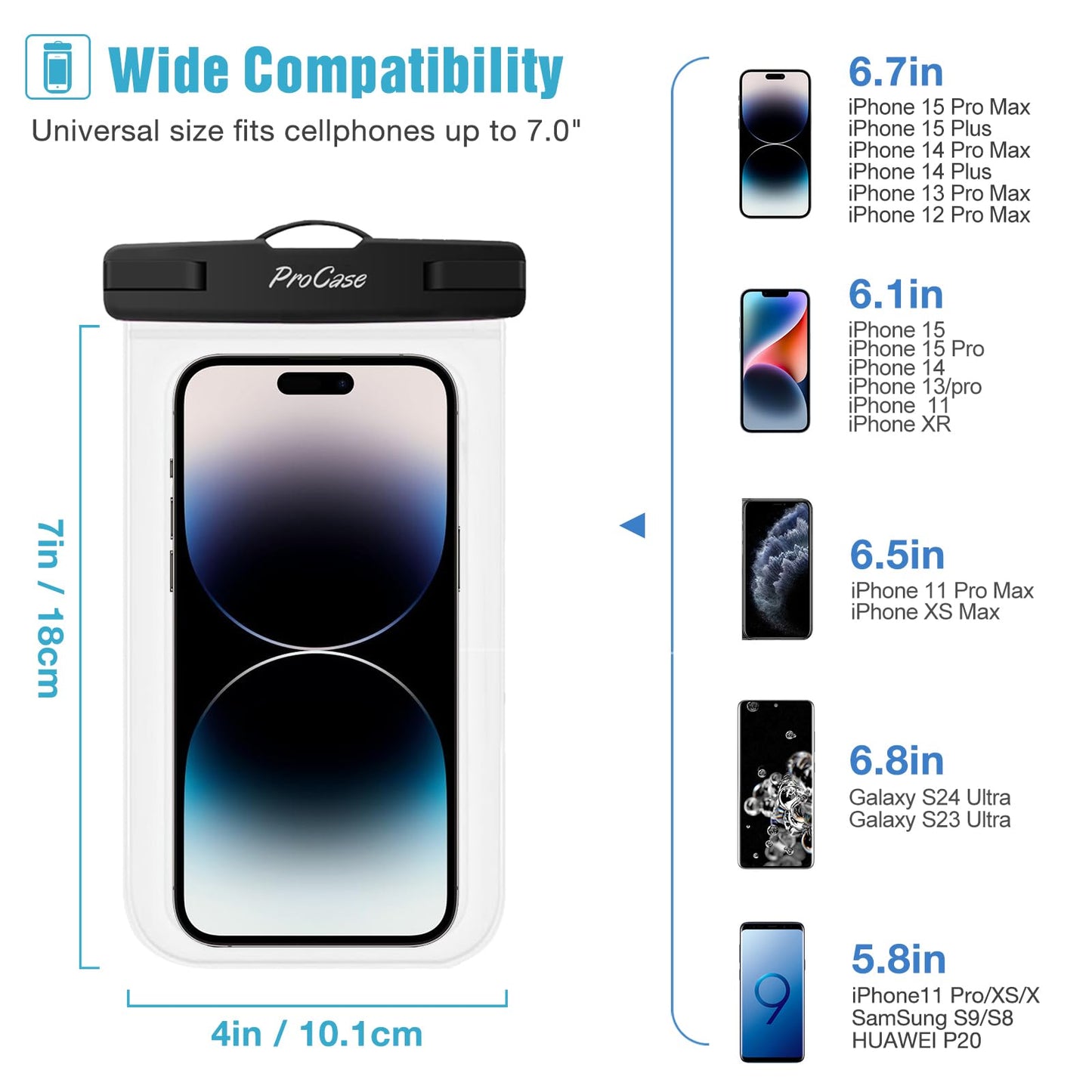 Fundas Impermeables para Celular ProCase Claro hasta 7"