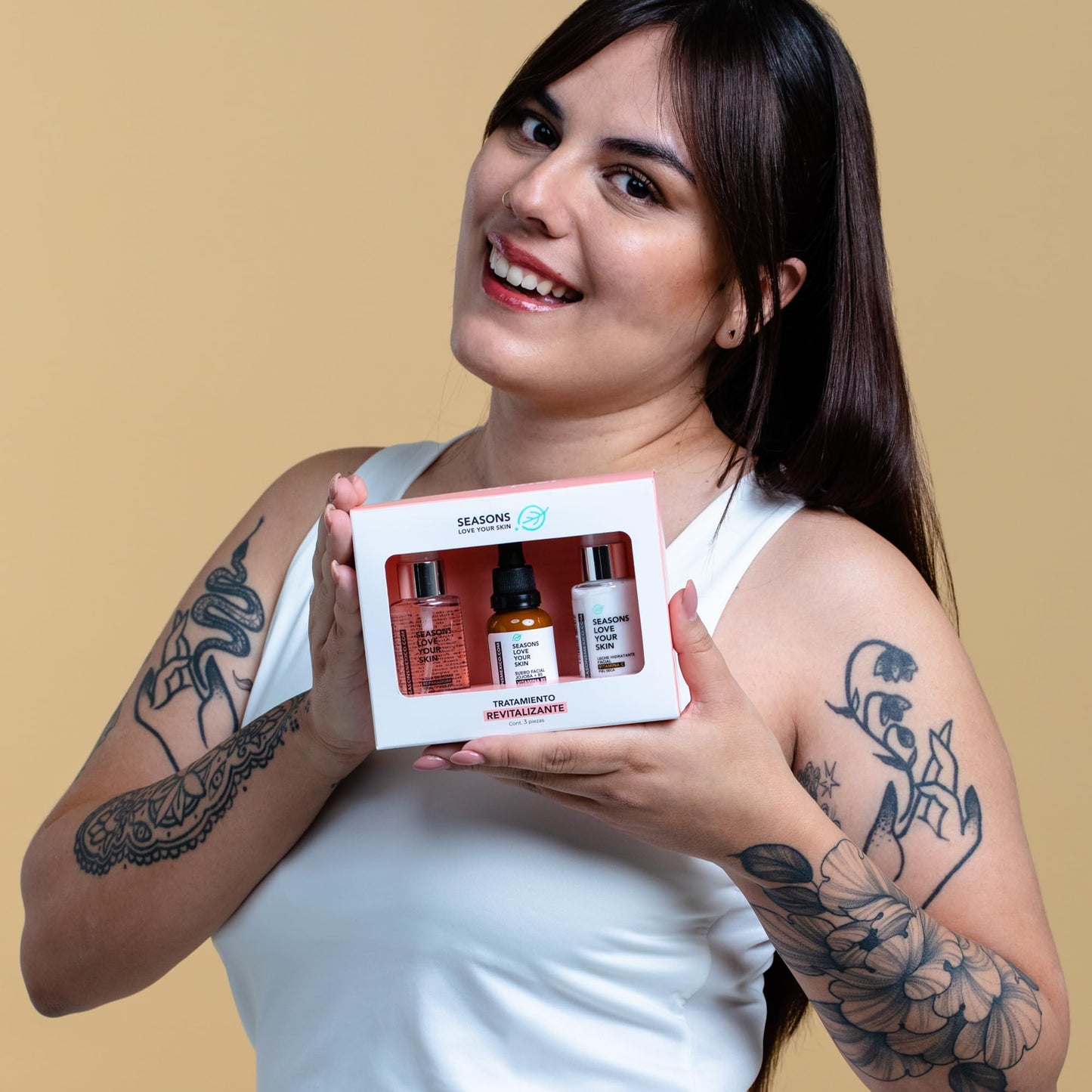 Kit Skincare Tratamiento Facial Revitalizante Seasons | Tónico Agua de Rosas + Serum Facial Jojoba + Hidratante Vitamina C