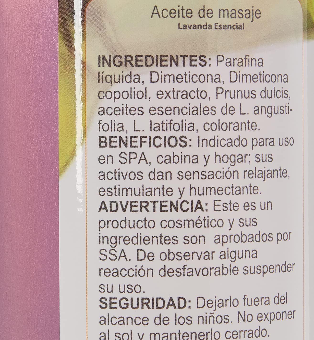 Aceite De Masaje Spa Lavanda Esencia Natural