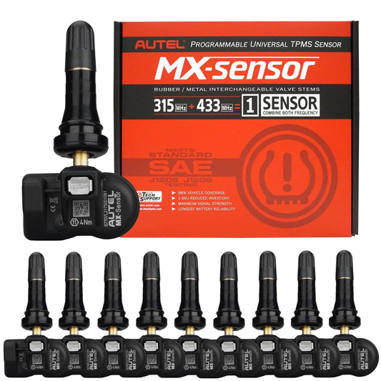 Sensor de Neumáticos TPMS Autel MaxiTPMS MX Negro Universal de Goma 315/433MHz Pack de 10 Piezas Programado para Mujer