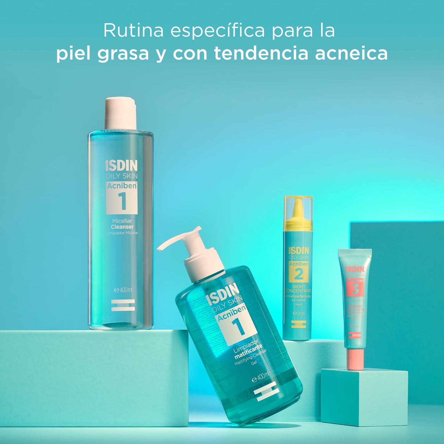 ISDIN AcnibenMicellar Cleanser, Limpiador Facial Desmaquillante Específico Para La Piel Grasa O Con Tendencia Acneica, Elimina El Exceso De Grasa Sin Resecar, Con Zinc Pca - 400 ml