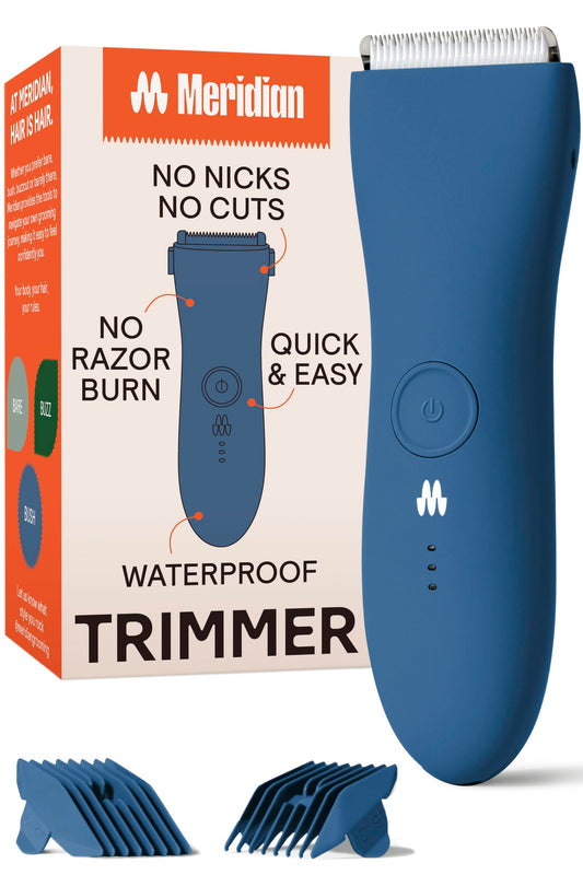 Meridian Afeitadora Recortadora Eléctrica Corporal para Hombres y Mujer| Rasuradora Para la Ingle y el Cuerpo, Cuchilla de Cerámica que Reduce el Riesgo de Cortes l Resistente al Agua l USB Recargable - 90 minutos, Ocean