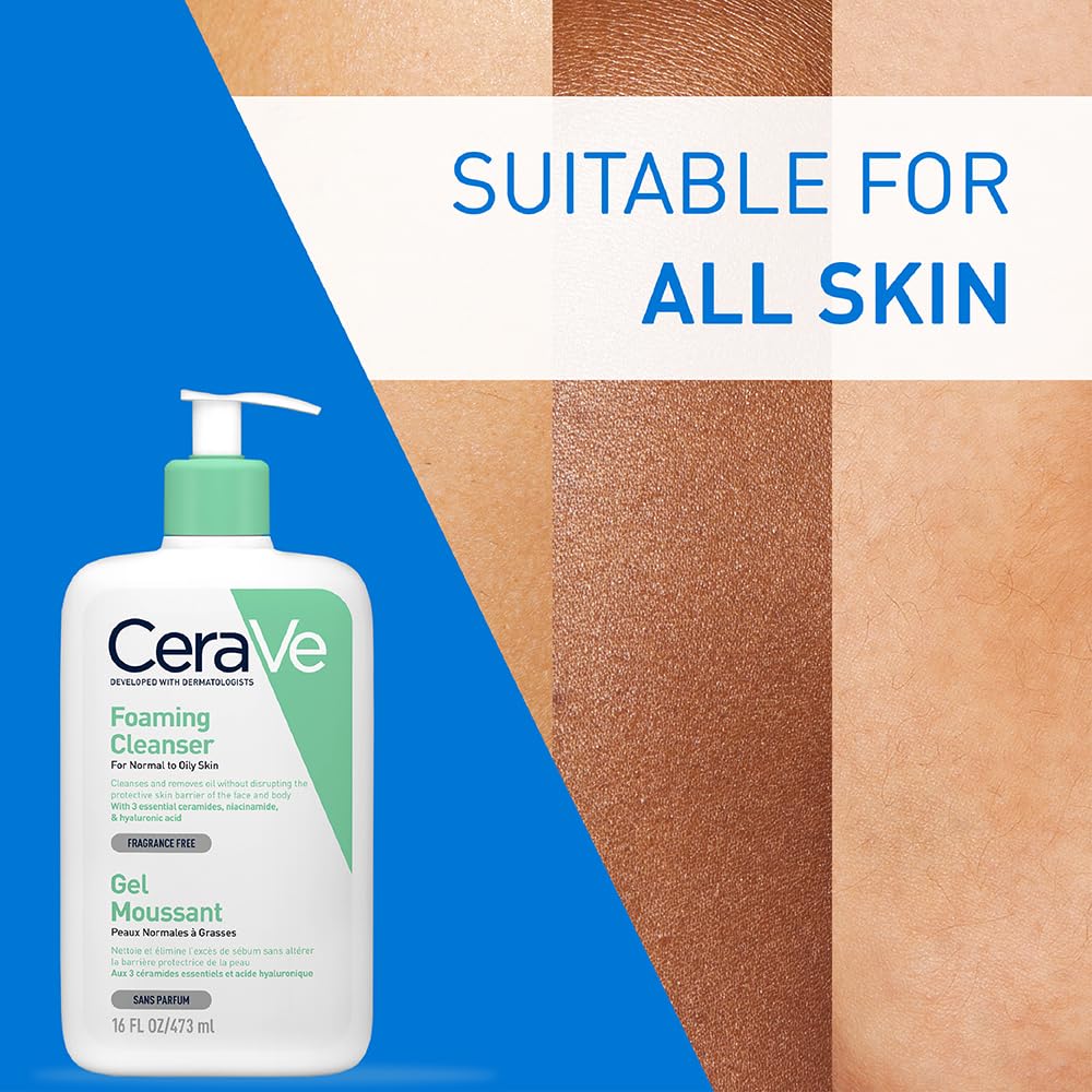 CeraVe Gel Limpiador Espumoso Diario para Piel Mixta, Grasa o con Acné 473ml