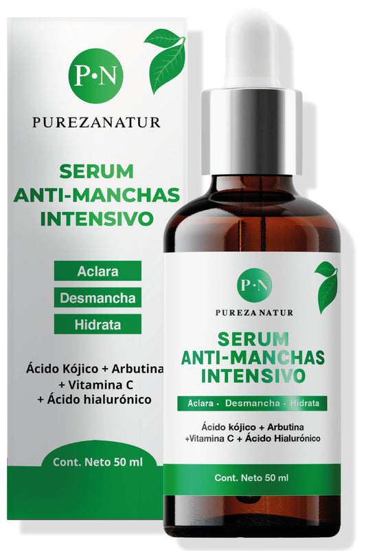 Suero Facial PUREZA NATUR Blanco con Ácido Hialurónico y Vitamina C para Hidratación y Aclarado de Piel para Mujer