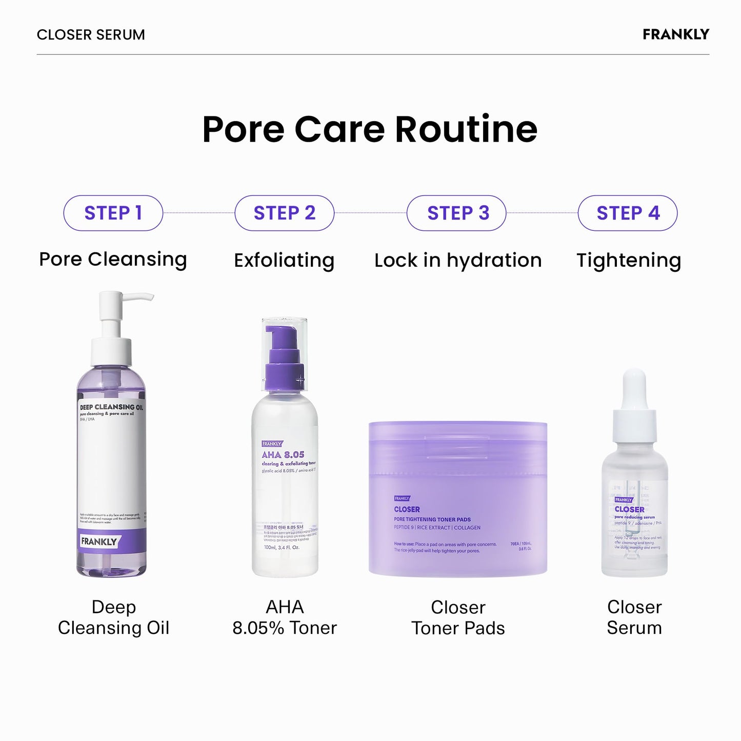 Suero Frankly Closer Mega Jumbo 3,38 fl.oz. Minimizador de poros, antienvejecimiento, elasticidad, hidratación, piel tersa | 9 péptidos, colágeno vegano, PHA | No comedogénico y dermatológicamente