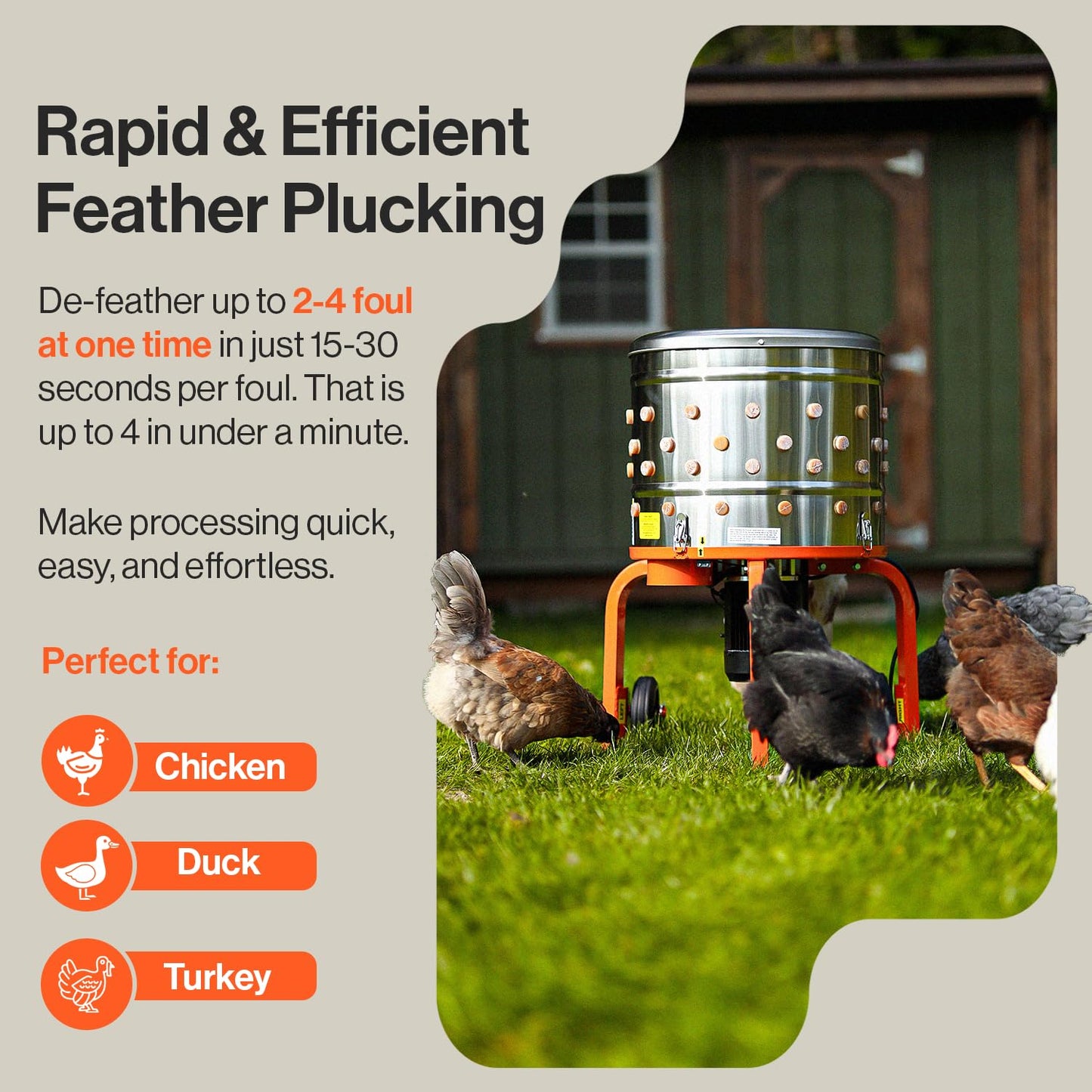 Máquina de Procesamiento de Aves de Corral SuperHandy Acero Inoxidable 92 Dedos Suaves Impermeable con Ruedas