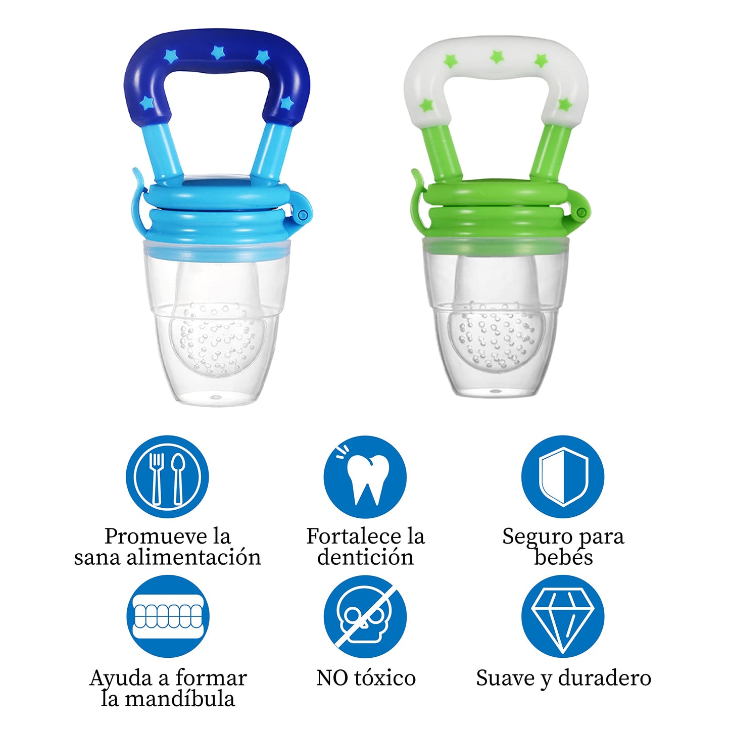 Juego de Chupones Alimentadores Seviete Azul con Mordedera de Silicona para Bebé