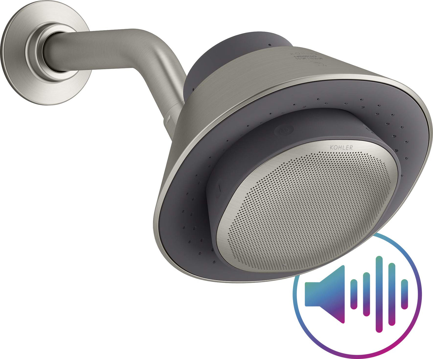 Kohler Moxie - Altavoz inalámbrico Bluetooth impermeable, 1.75 gpm, níquel cepillado