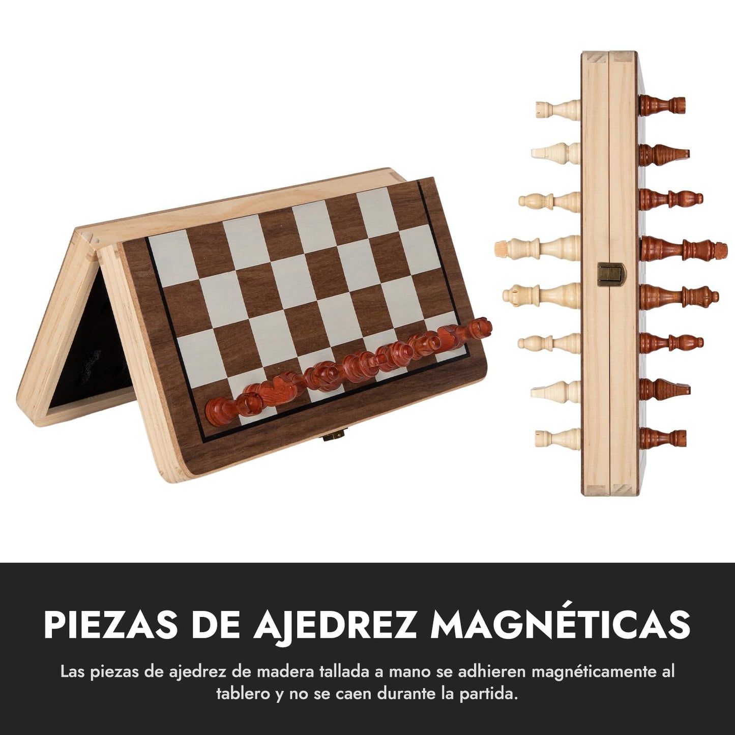 Ajedrez Magnetico RocRow Madera Tablero Plegable Profesional 29x29cm Portatil