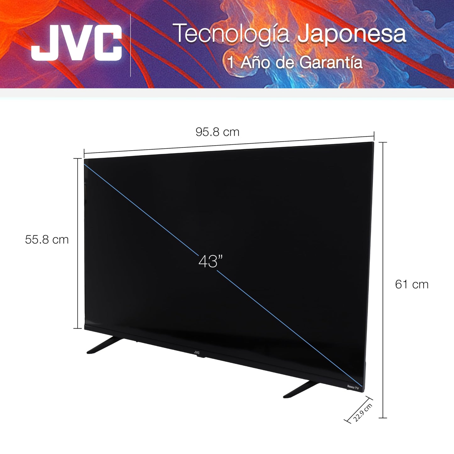 JVC Televisión Pantalla 43 Pulgadas Roku TV FHD Negro, Mod. SI43FRF