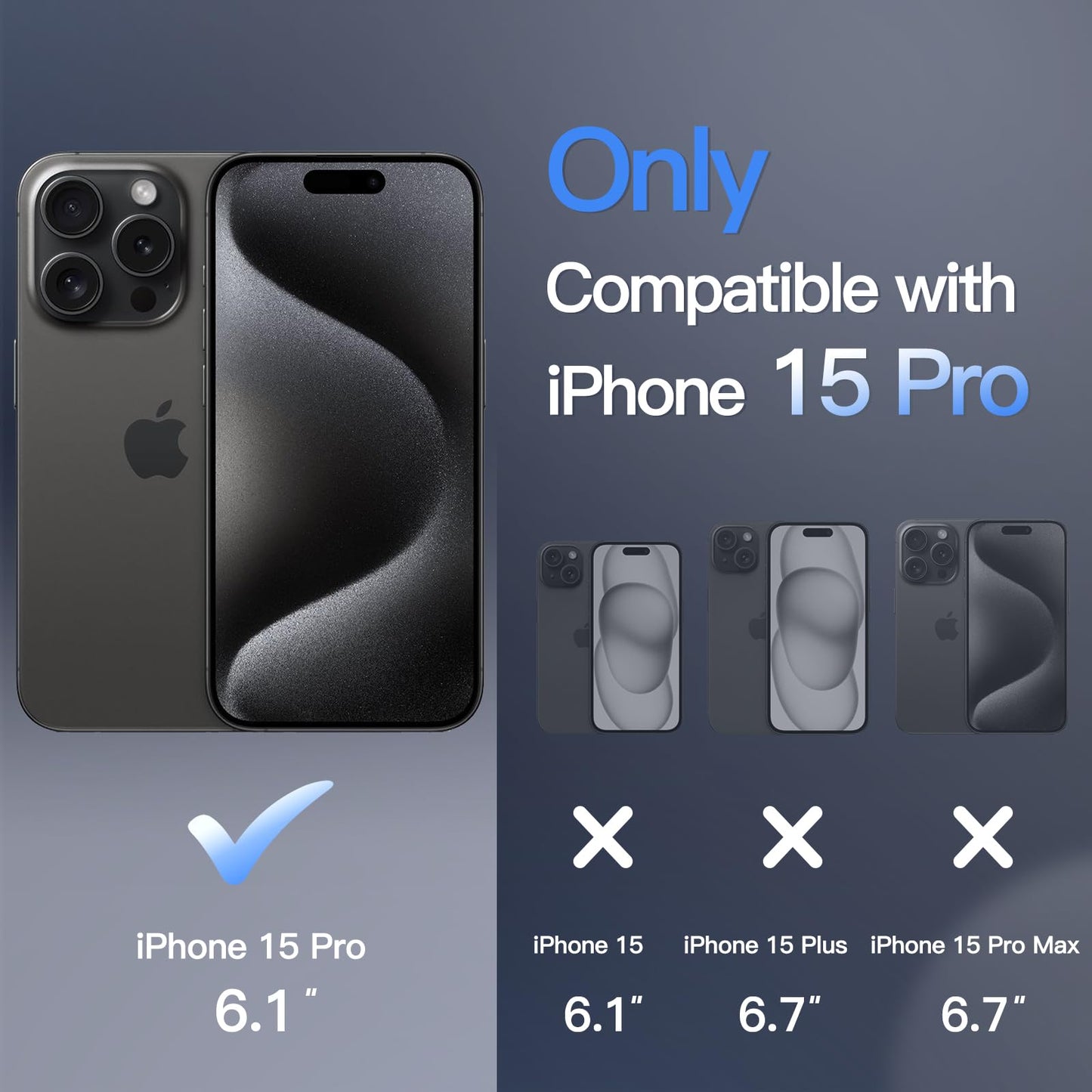 JETech Funda Magnética para iPhone 15 Pro 6.1 Pulgadas Compatible con MagSafe, Carcasa Translúcida Mate Trasera Fina Antigolpes (Negro)