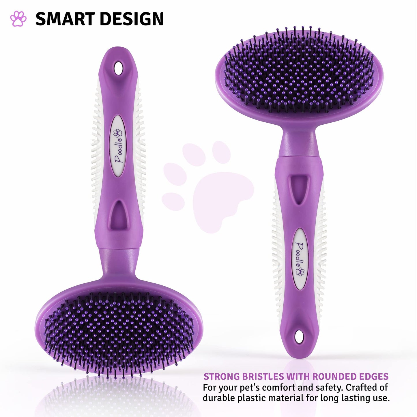 Cepillo de cerdas redondas para perros y gatos, cuidado suave para pelo corto o largo, herramienta suave para pieles sensibles elimina la caspa, la suciedad y desenreda – morado