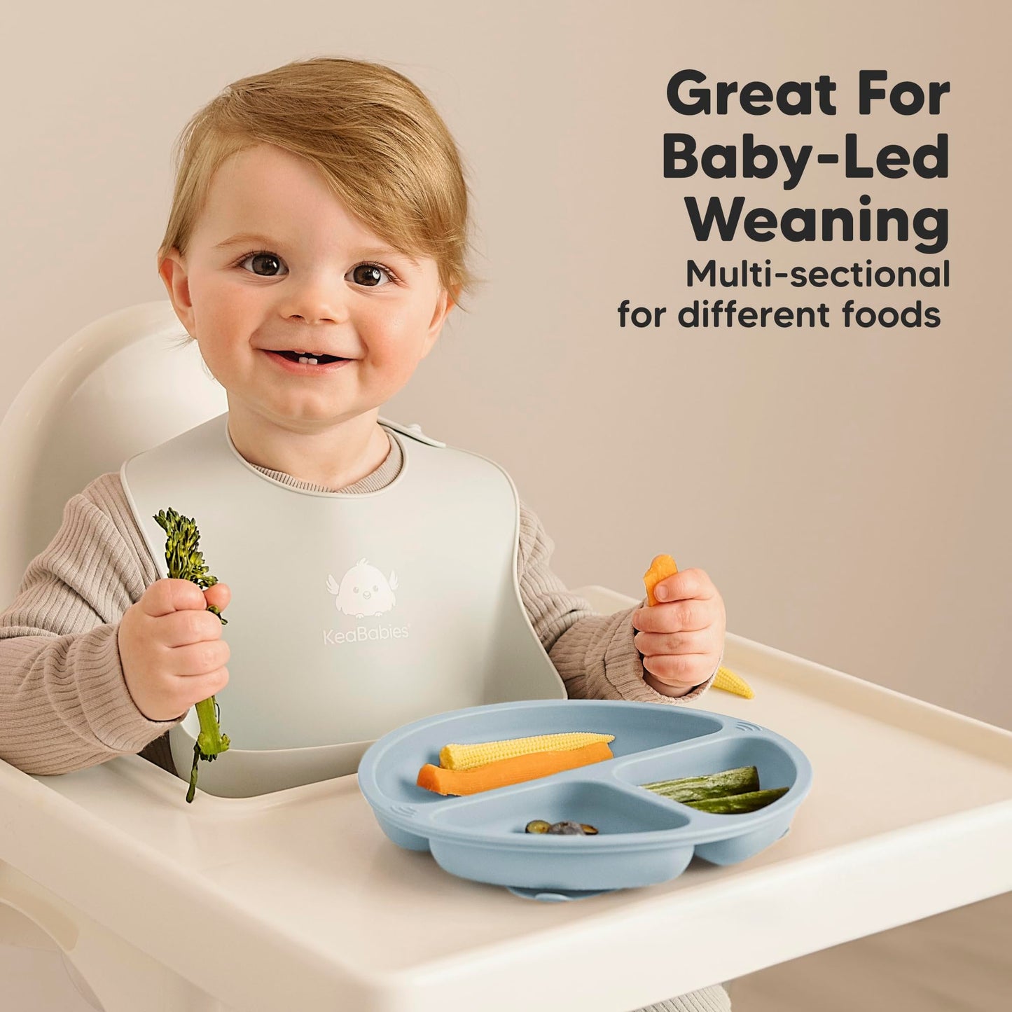 KeaBabies - Placas de succión con tapa para bebé, 3 unidades, 100% silicona, sin BPA, microondas (borgoña)