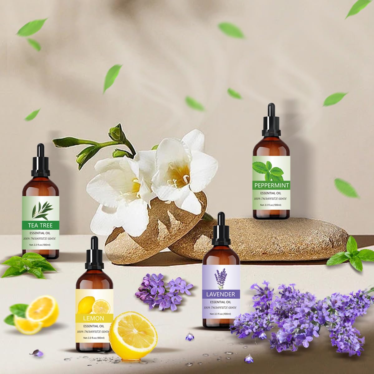 Aceite Esencial EASYTAO Menta 100% Puro y Natural con Gotero de Vidrio para Aromaterapia