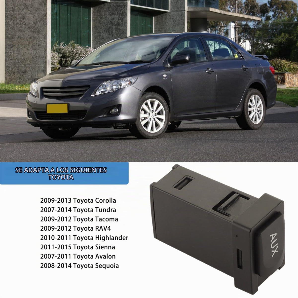 Adaptador Auxiliar YMHHefy 86190-02010 Negro Compatible con Toyota Corolla, Tundra, Tacoma, RAV4, Highlander, Avalon, Sequoia