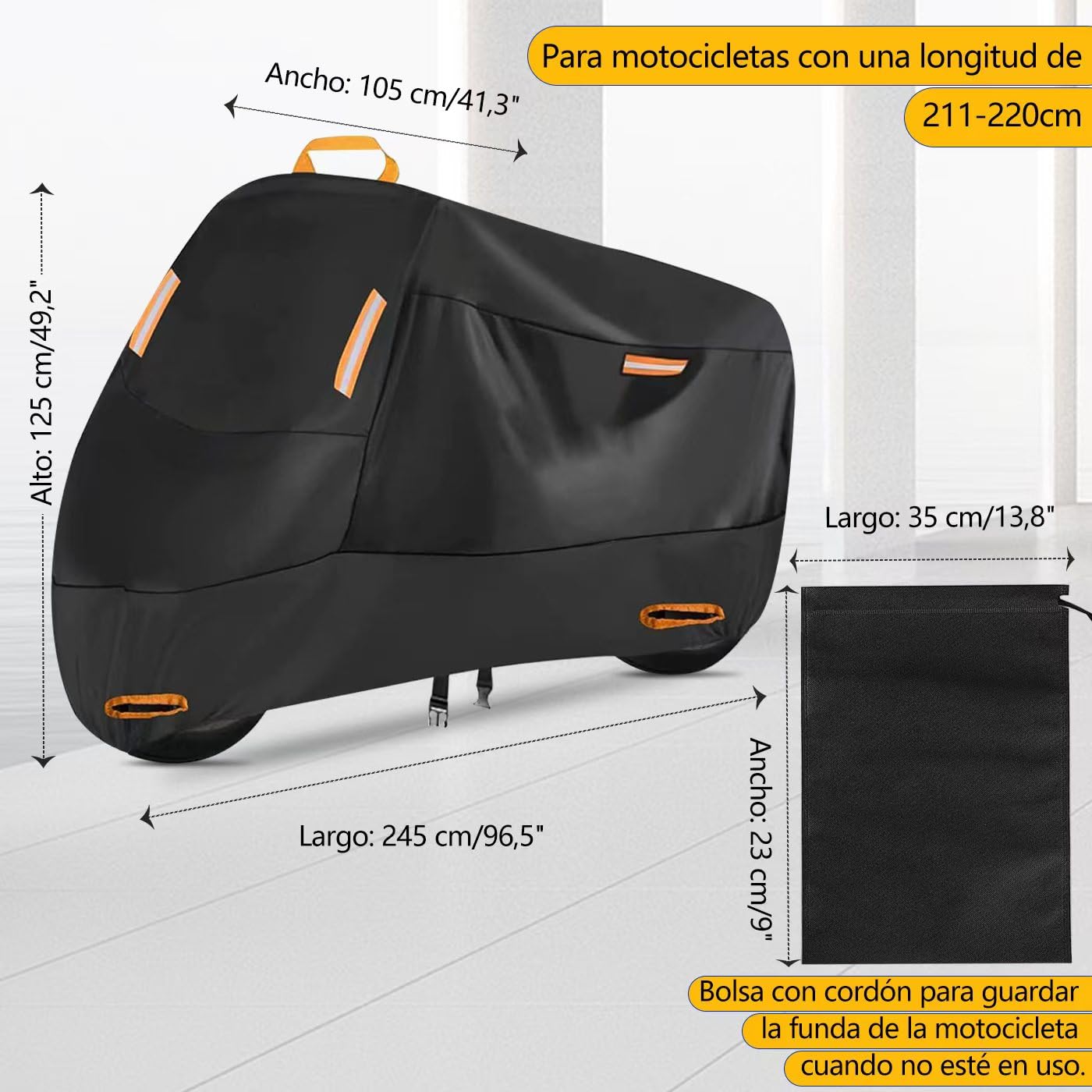FOTOAZUL Funda para Moto Impermeable 210D Oxford Cubierta de Motocicleta Protector para Bicicleta Exterior, Protección Completa Resistente al Agua, al Polvo y al Viento, Accesorios para Moto - XXL