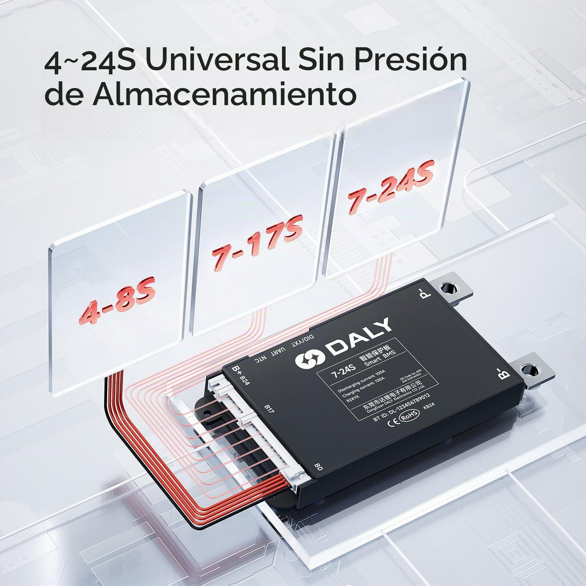 BMS DALY Bluetooth Integrado 30A 12V-24V Protección de Batería de Litio para E-Bikes y Scooters