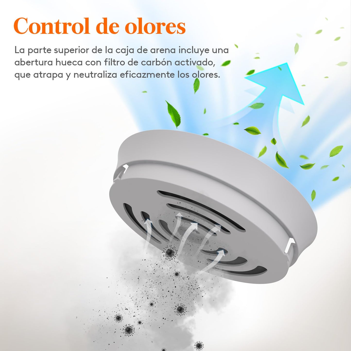 Lifewit Caja de Arena con Planta sintética y Pala para Gatos Grandes, Bandeja de Arena Oculta en Esquina con Control de olores y Filtro de Carbono en salón/Dormitorio/baño, Gris