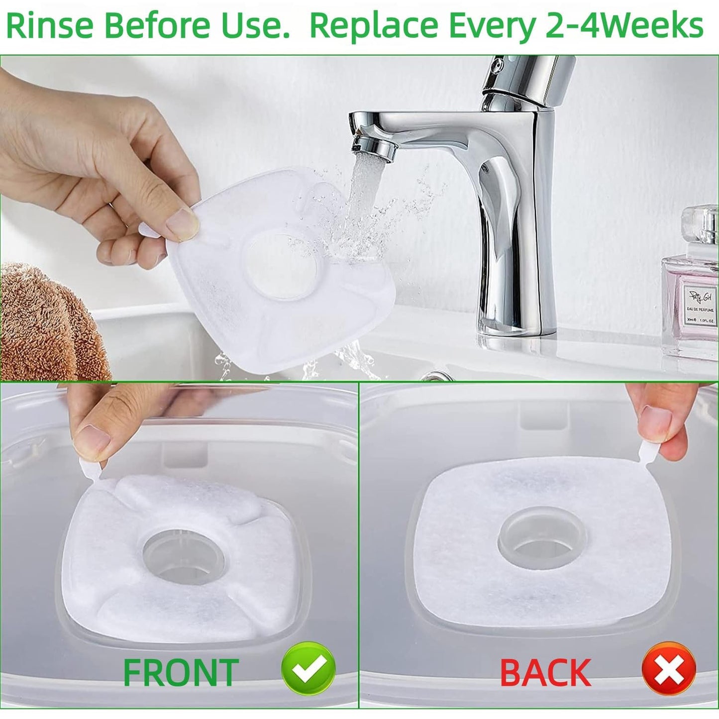 Allxin - Filtros de repuesto para fuentes de gatos de 4 pulgadas con esponjas prefiltrantes para dispensador automático de agua para perros de 74 onzas, 94 onzas y 148 onzas (16 unidades)