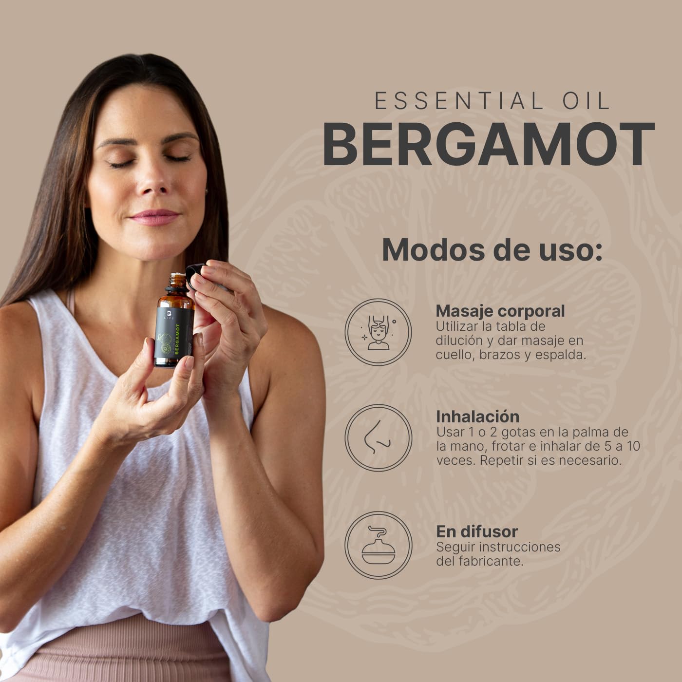 Aceite Esencial B Life Bergamota Ingredientes Puros y Naturales 50 ml